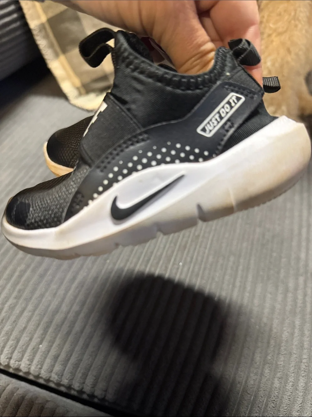 Nike Black Kids Slip-On Sneakers with White Logo